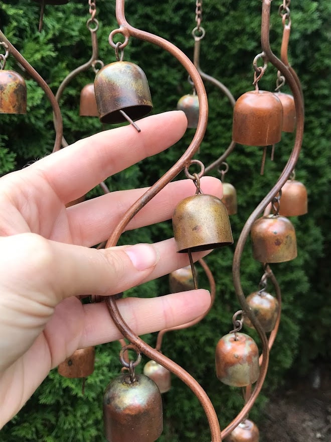 24 Bells Fairy Garden Chime - Hanging Yard Art Copper Color Metal Windchime Gardening Gift