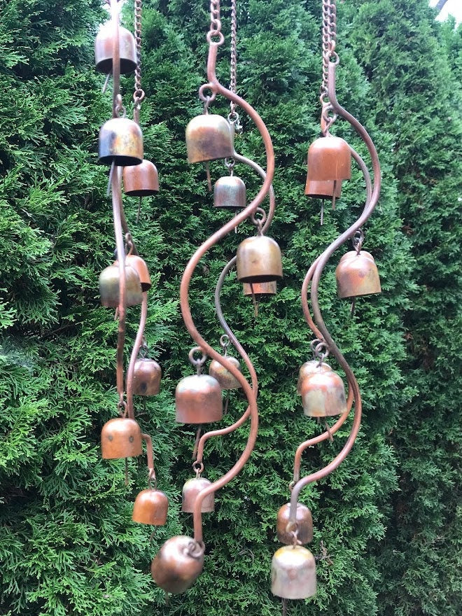 24 Bells Fairy Garden Chime - Hanging Yard Art Copper Color Metal Windchime Gardening Gift
