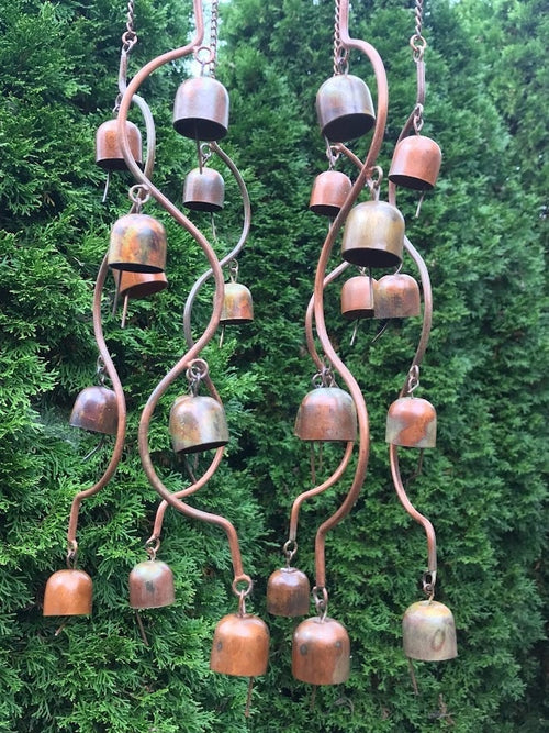 24 Bells Fairy Garden Chime - Hanging Yard Art Copper Color Metal Windchime Gardening Gift