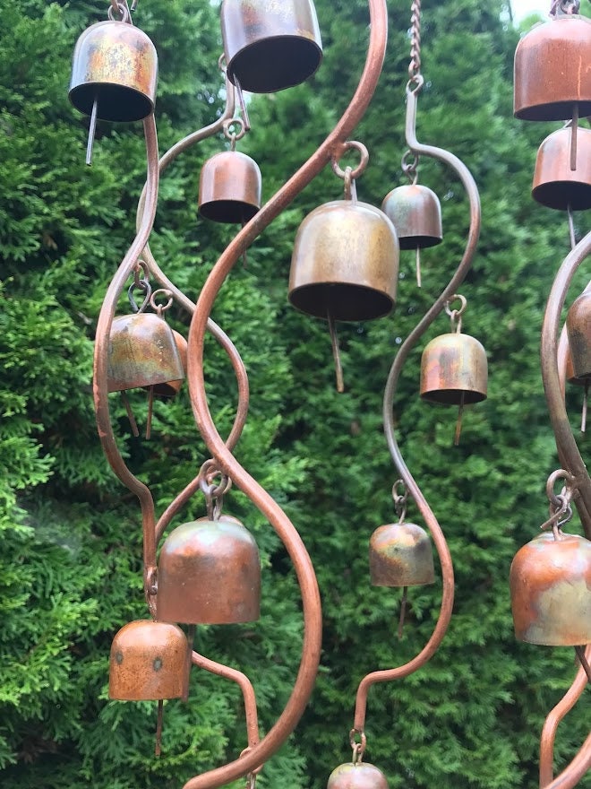 24 Bells Fairy Garden Chime - Hanging Yard Art Copper Color Metal Windchime Gardening Gift