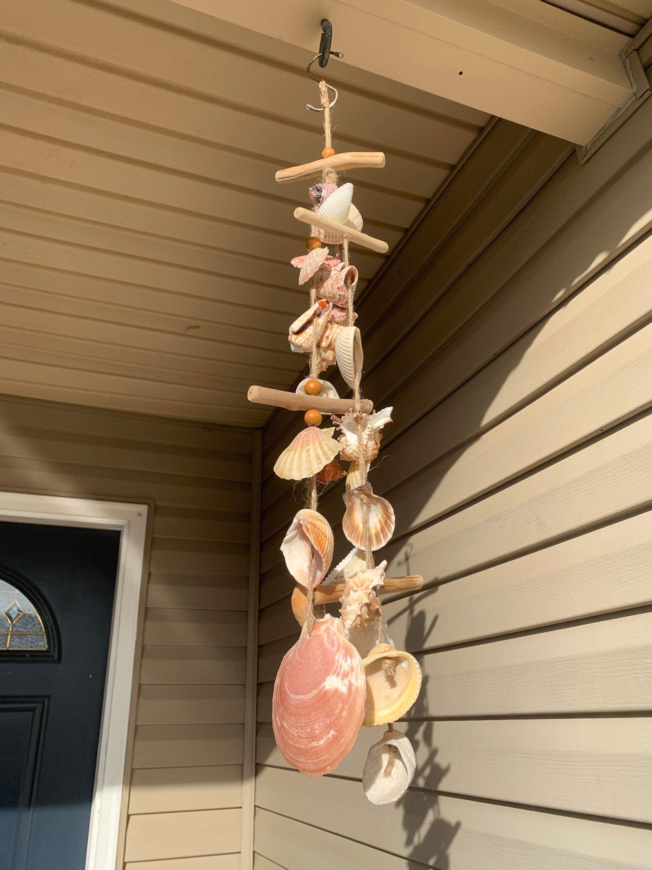 Seashell Wind Chime: Coastal Garden Patio Decor, 26"