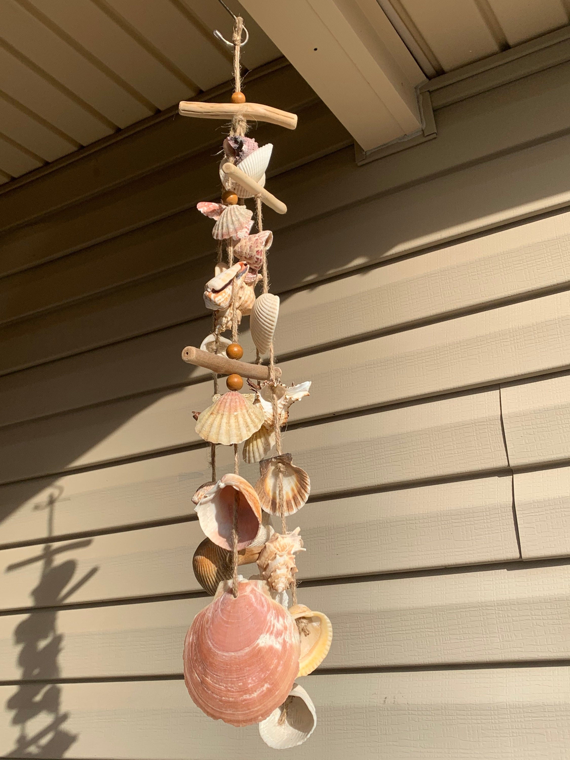 Seashell Wind Chime: Coastal Garden Patio Decor, 26"