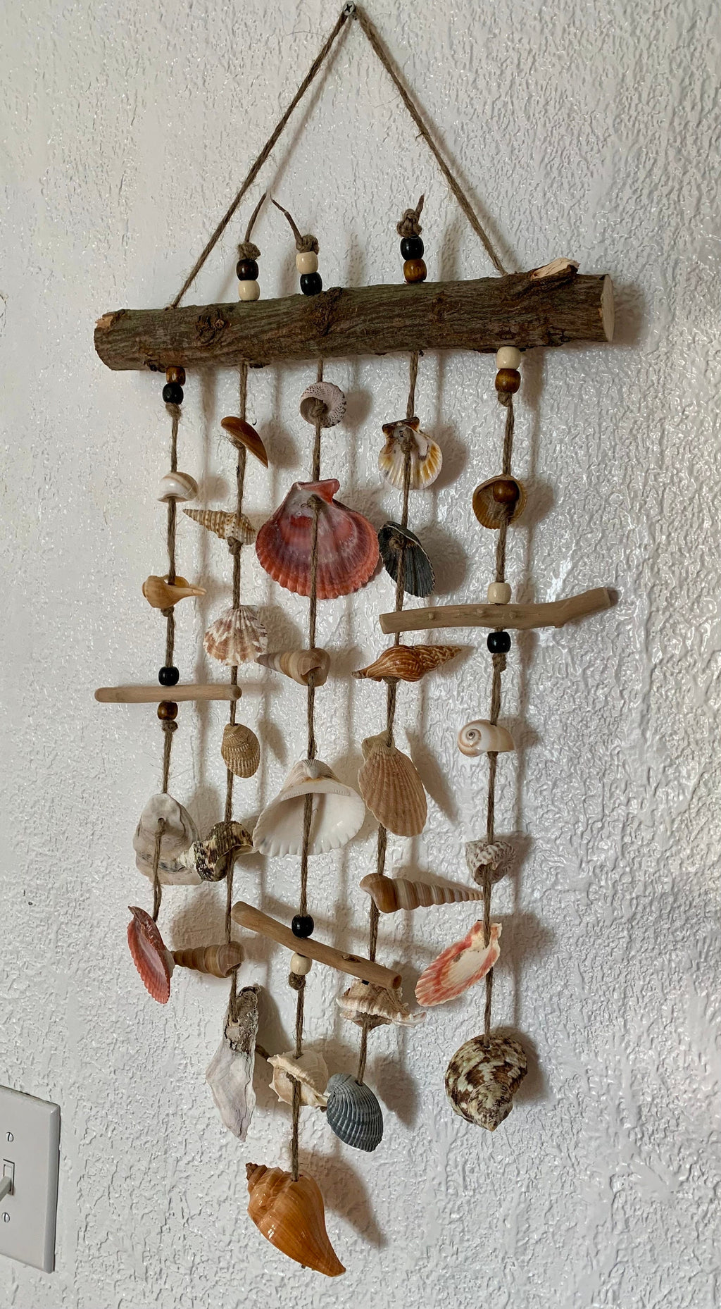Seashell Wind Chime / Coastal Home Decor / Beach Wall Art Hanging / Housewarming Gifts
