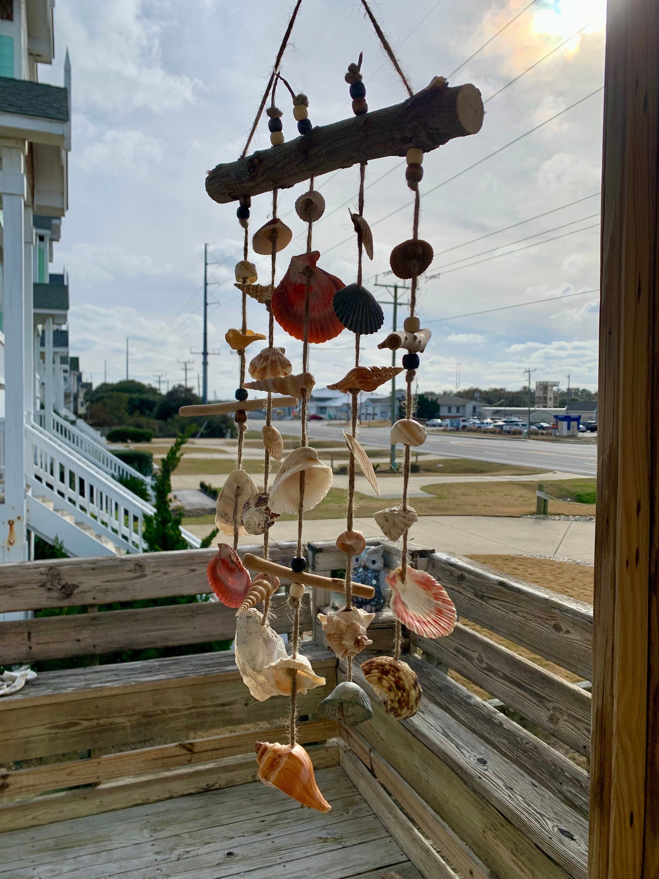 Seashell Wind Chime / Coastal Home Decor / Beach Wall Art Hanging / Housewarming Gifts
