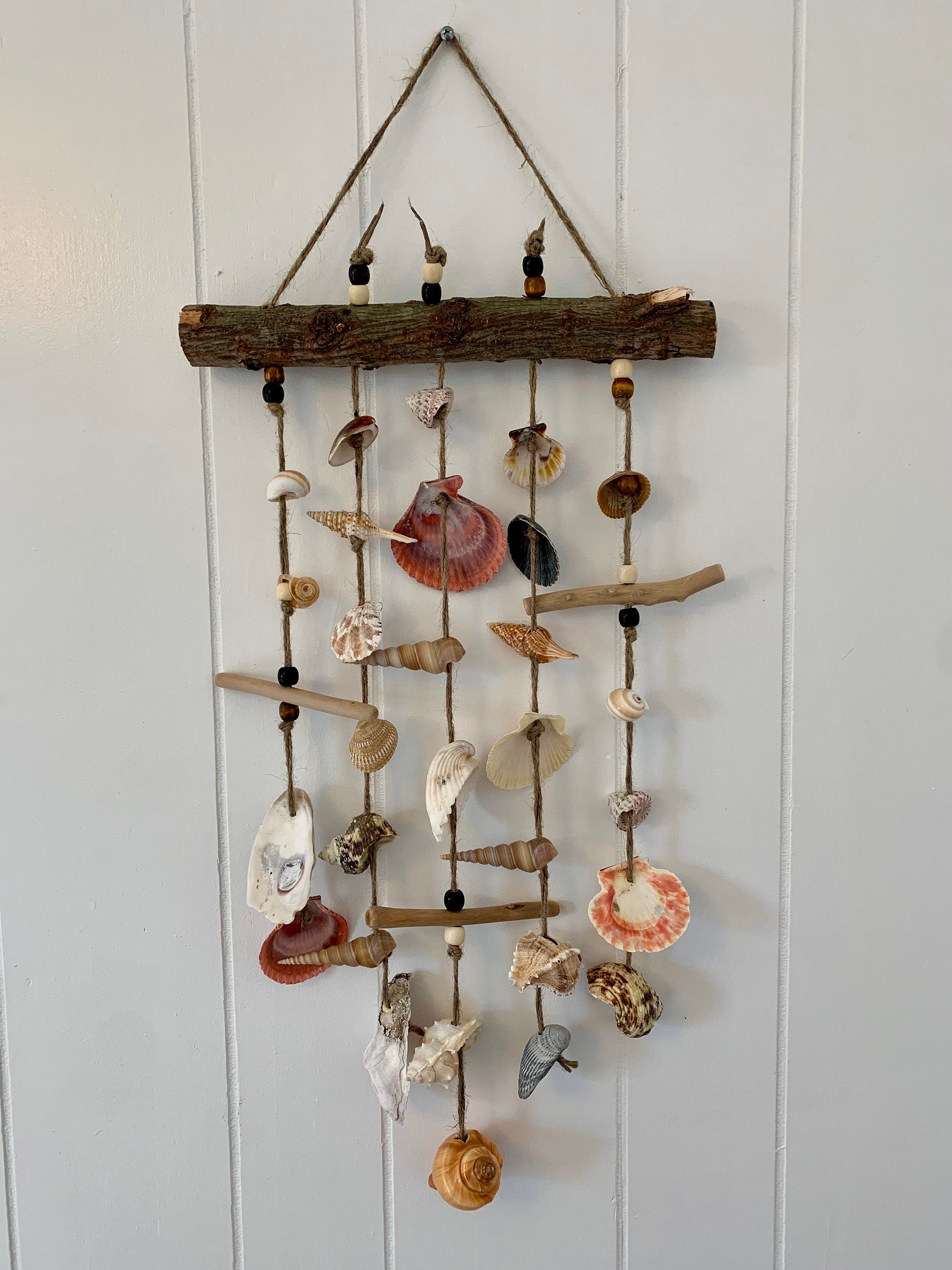 Seashell Wind Chime / Coastal Home Decor / Beach Wall Art Hanging / Housewarming Gifts