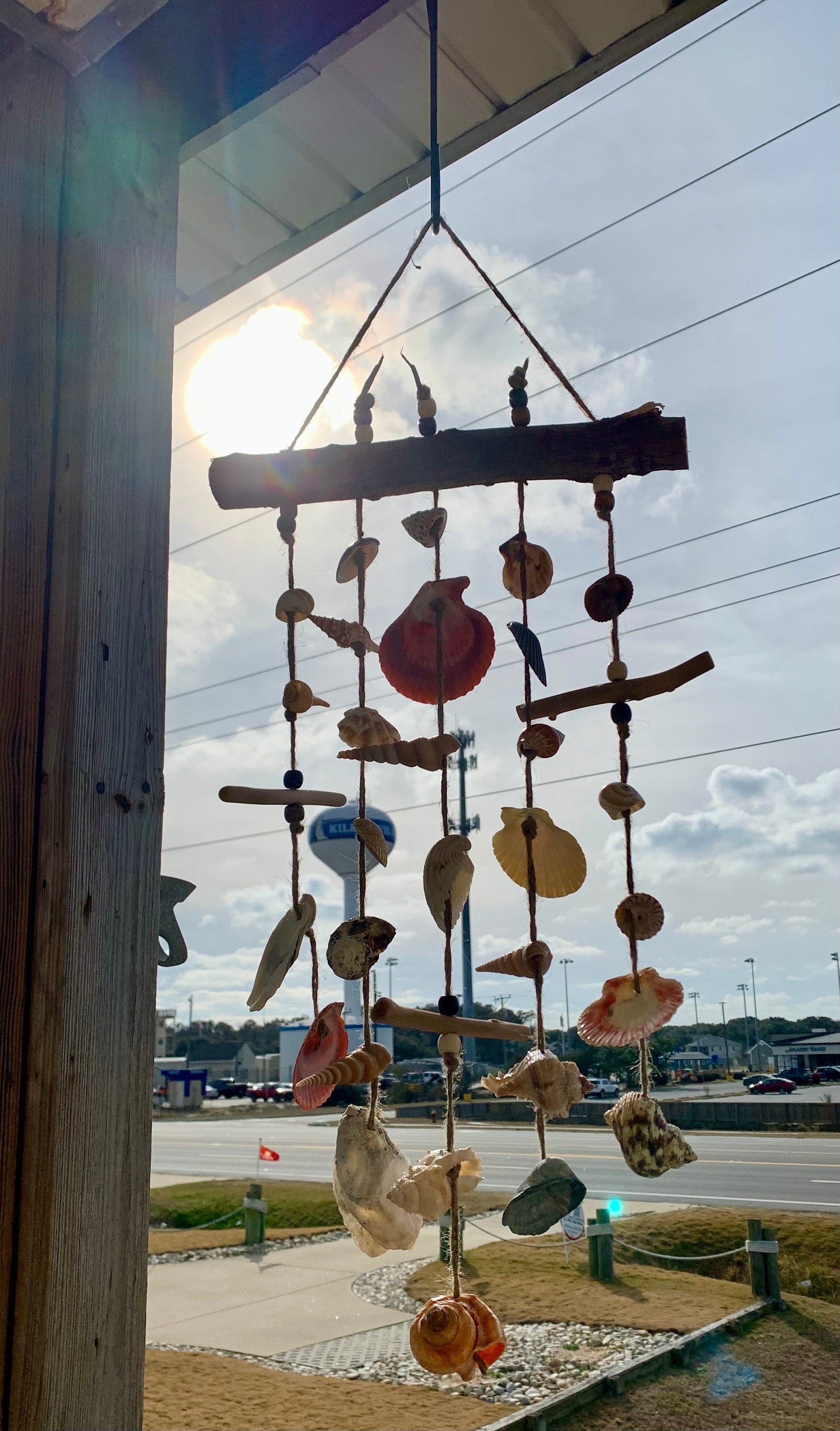 Seashell Wind Chime / Coastal Home Decor / Beach Wall Art Hanging / Housewarming Gifts