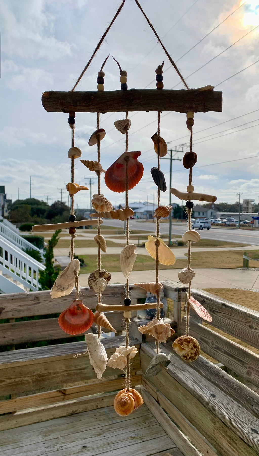 Seashell Wind Chime / Coastal Home Decor / Beach Wall Art Hanging / Housewarming Gifts