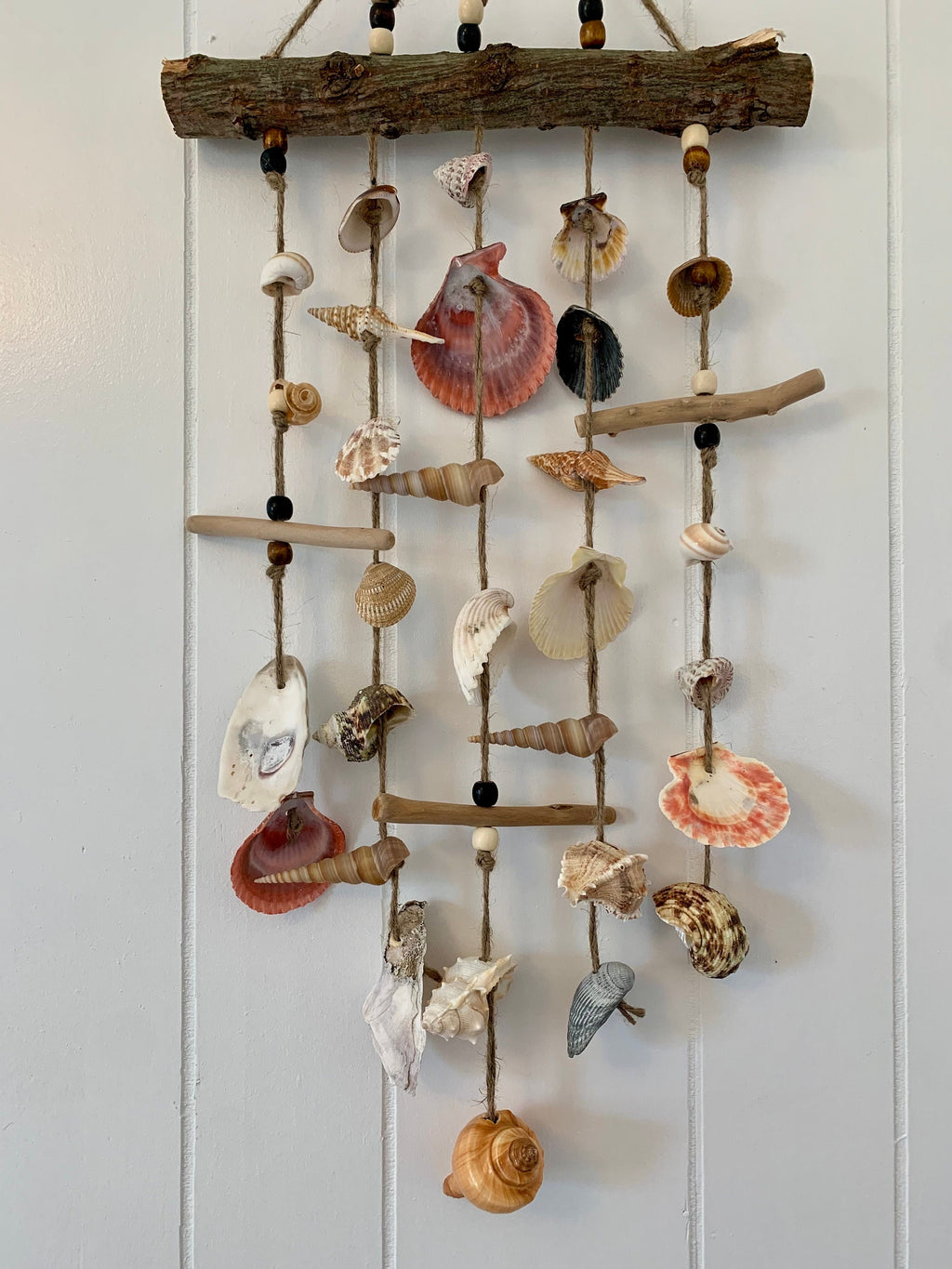 Seashell Wind Chime / Coastal Home Decor / Beach Wall Art Hanging / Housewarming Gifts