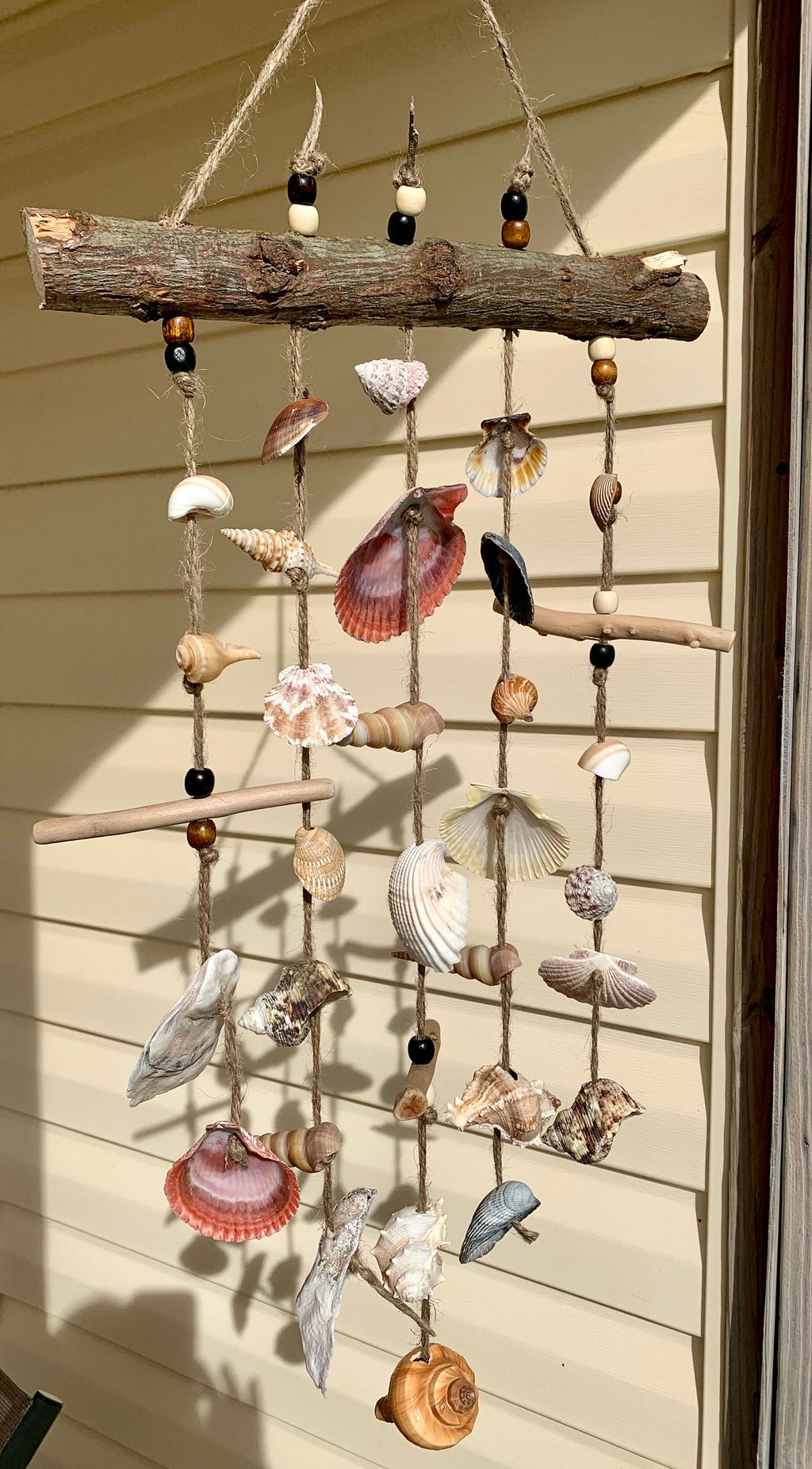 Seashell Wind Chime / Coastal Home Decor / Beach Wall Art Hanging / Housewarming Gifts