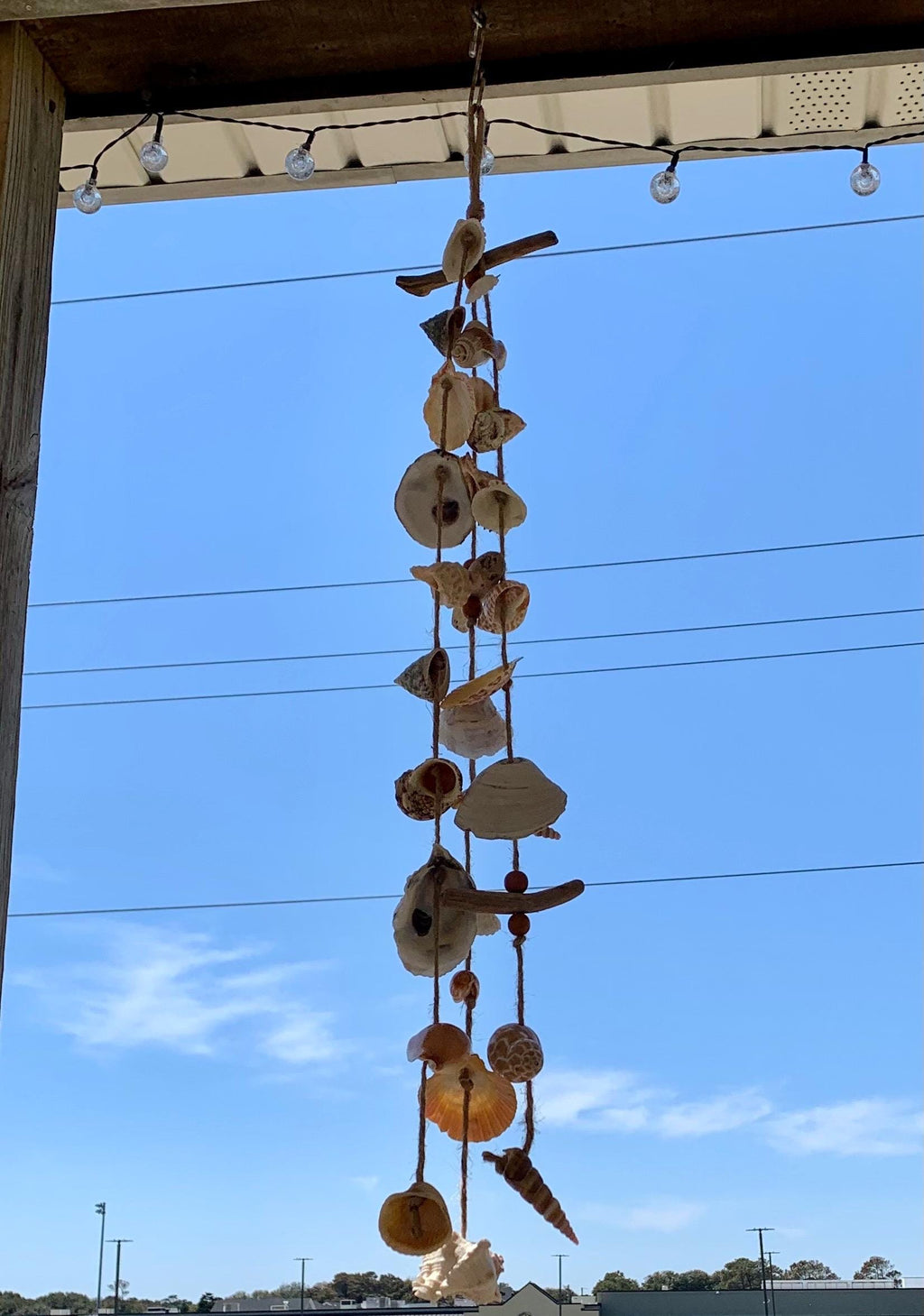 Seashell Wind Chime: Coastal Garden Patio Decor, 26"