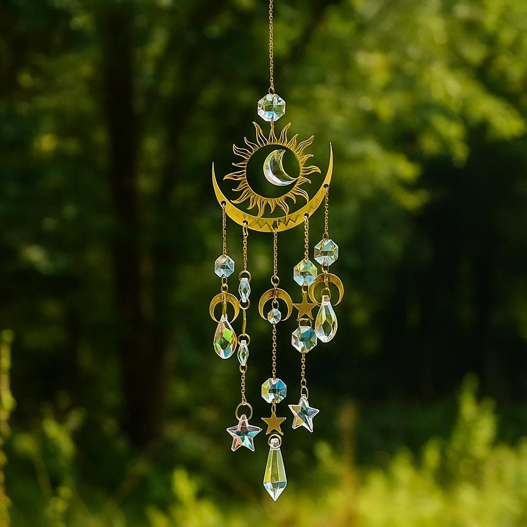 Colorful Star Moon Wind Chime, Garden Decoration, Pendant Sun Catcher, Birthday Gift, Home Decoration, Garden Ornament, Outdoor Decoration