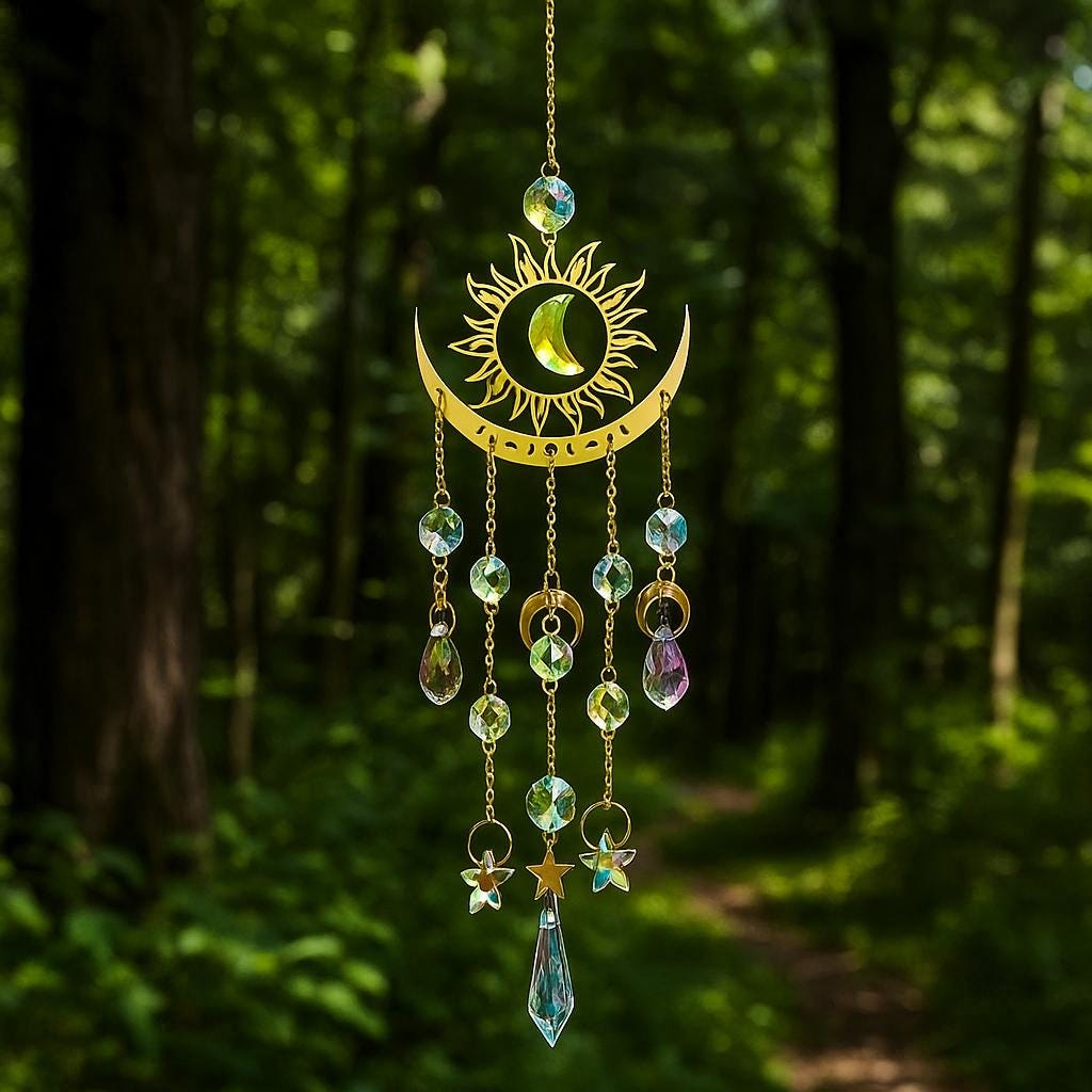 Colorful Star Moon Wind Chime, Garden Decoration, Pendant Sun Catcher, Birthday Gift, Home Decoration, Garden Ornament, Outdoor Decoration