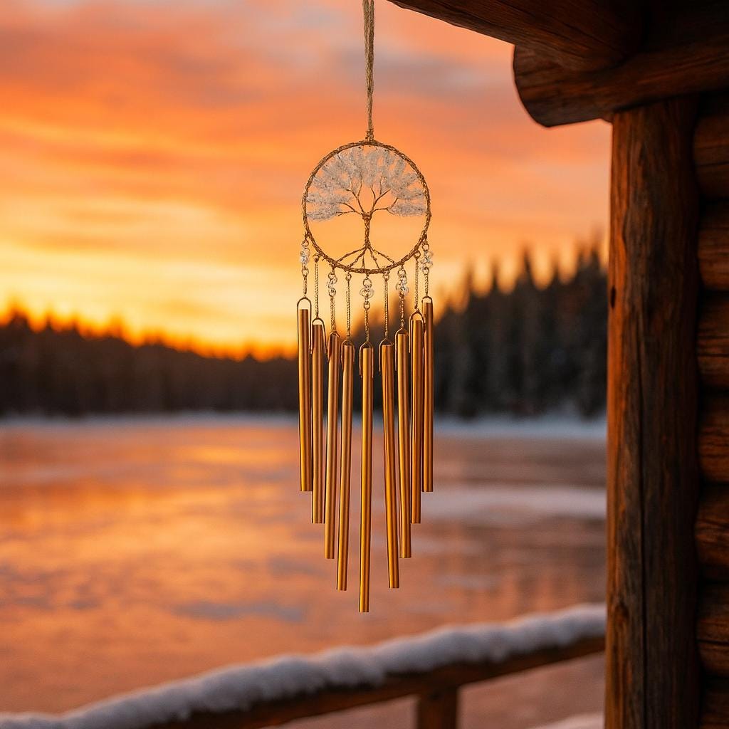 Tree Of Life Wind Chime, Crystal Outdoor Wind Chimes For Garden, Boho Feng Shui Home Decor, Meditation Hanging Ornament, Housewarming Gift