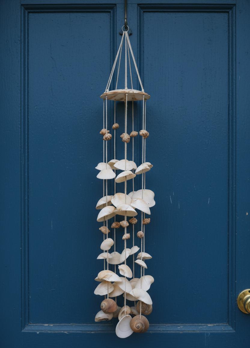 Handcrafted Natural Seashell Wind Chime: Boho Style Clam Shell Home Decor