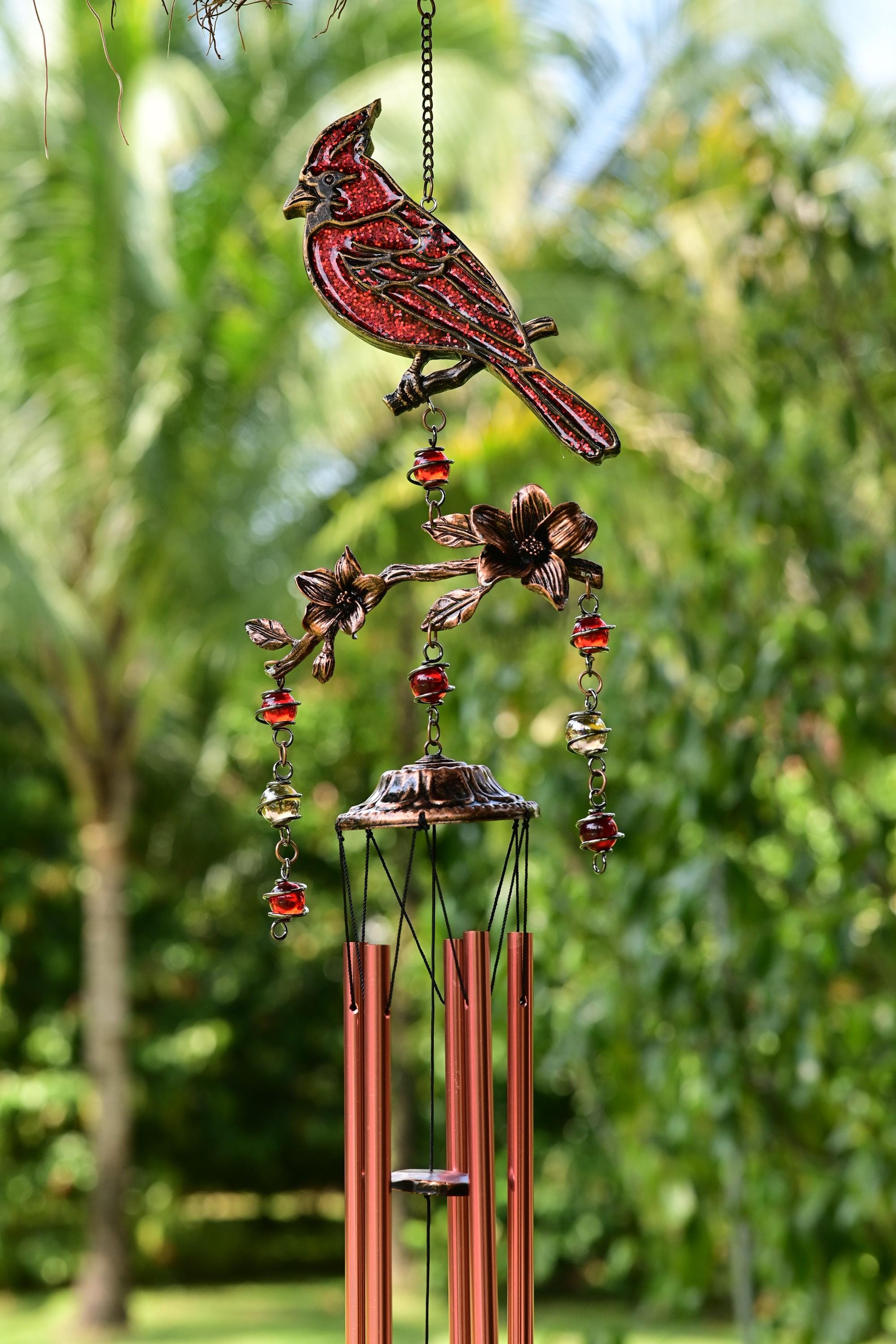 32" Cardinal Wind Chimes For Outside, Home Decor And Garden Art