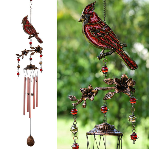 32" Cardinal Wind Chimes For Outside, Home Decor And Garden Art