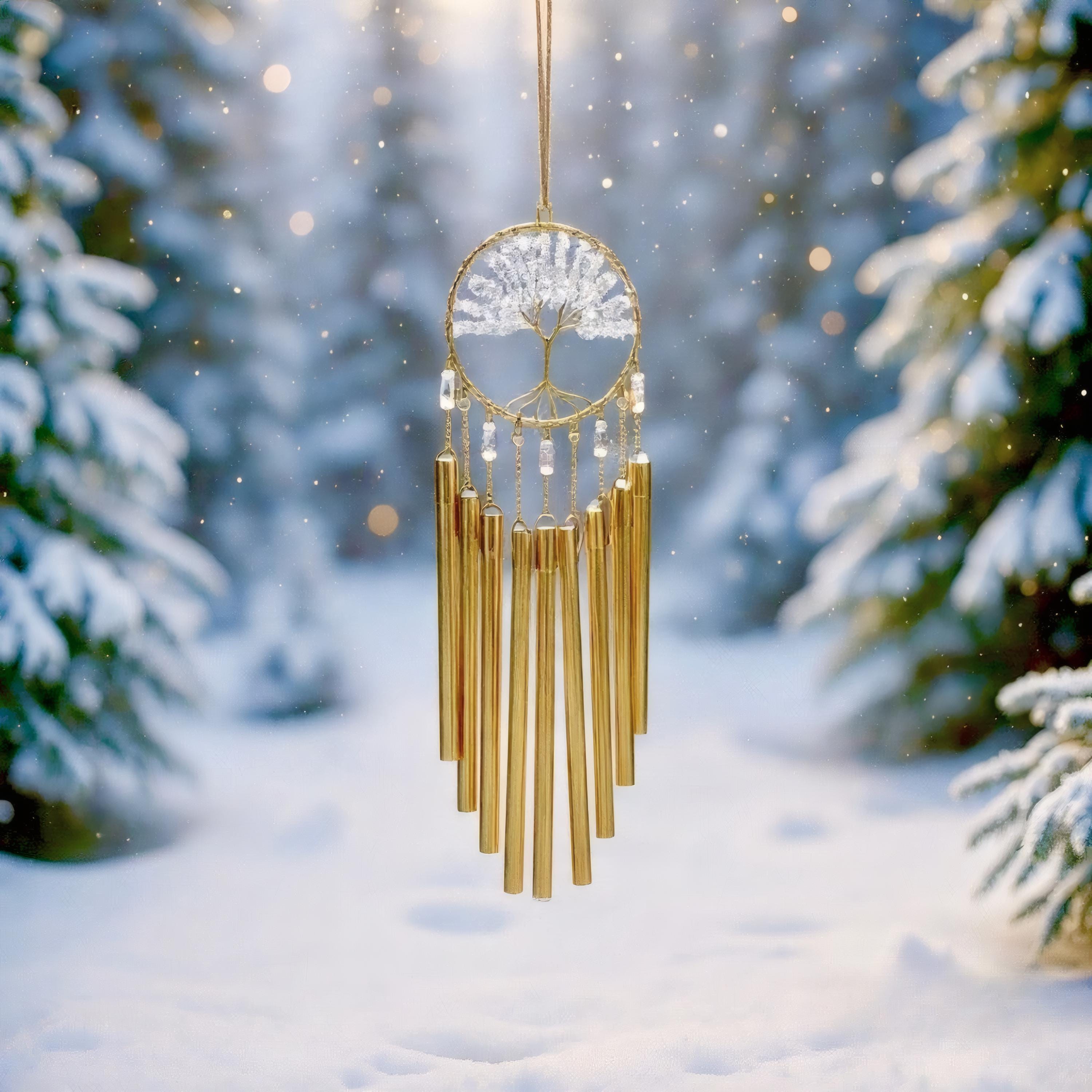Tree Of Life Wind Chime, Crystal Outdoor Wind Chimes For Garden, Boho Feng Shui Home Decor, Meditation Hanging Ornament, Housewarming Gift