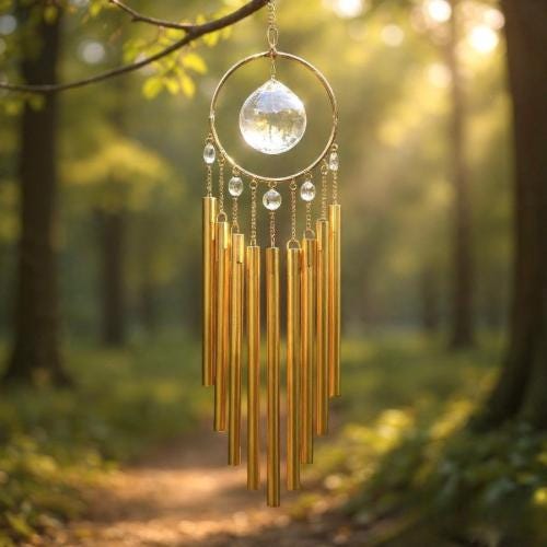 Tree Of Life Wind Chime, Crystal Outdoor Wind Chimes For Garden, Boho Feng Shui Home Decor, Meditation Hanging Ornament, Housewarming Gift